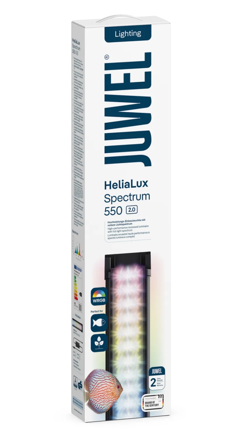Retail packaging of the JUWEL HeliaLux Spectrum 2.0 550 LED light