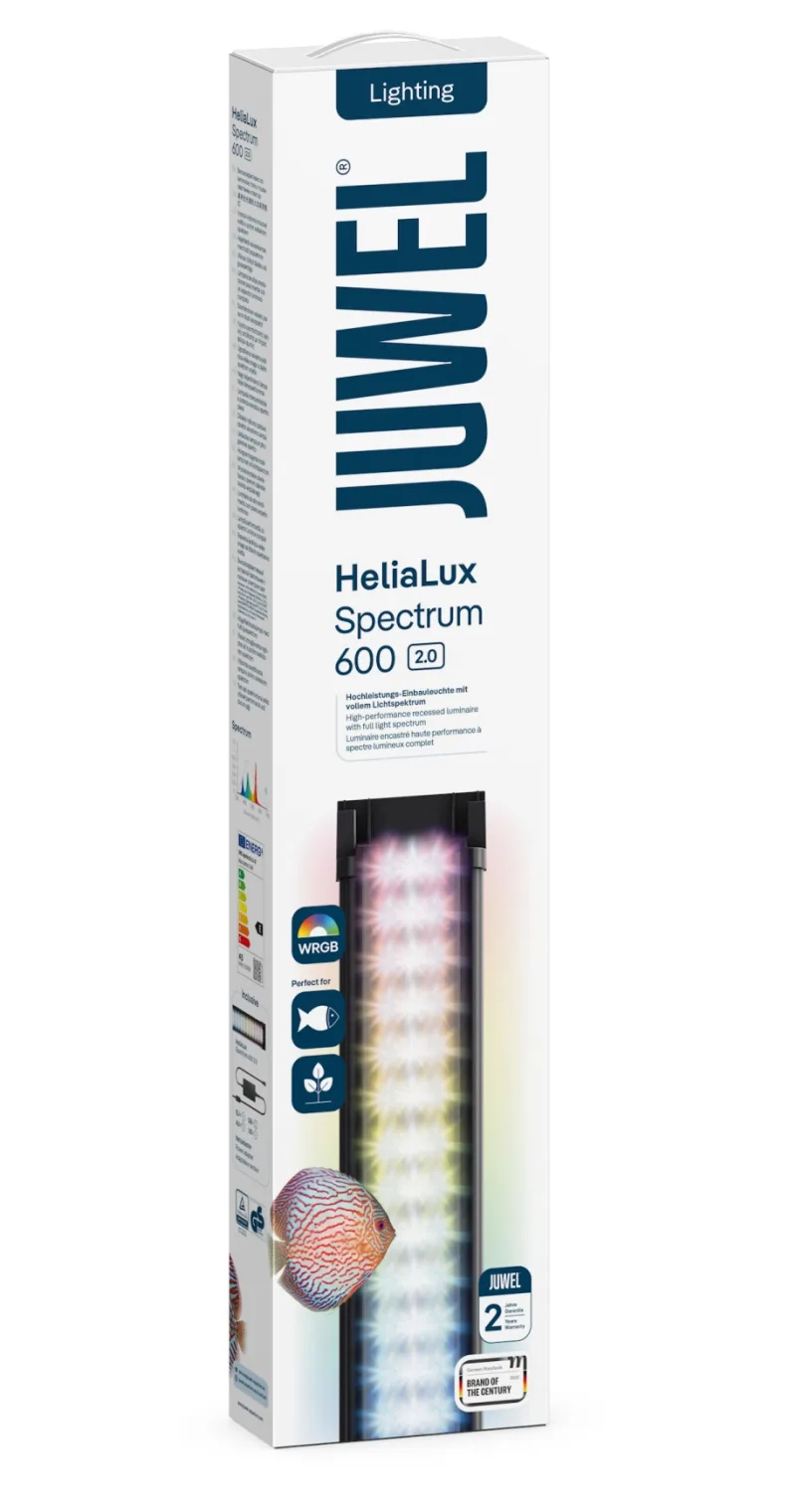 Retail packaging of the JUWEL HeliaLux Spectrum 2.0 600 LED light