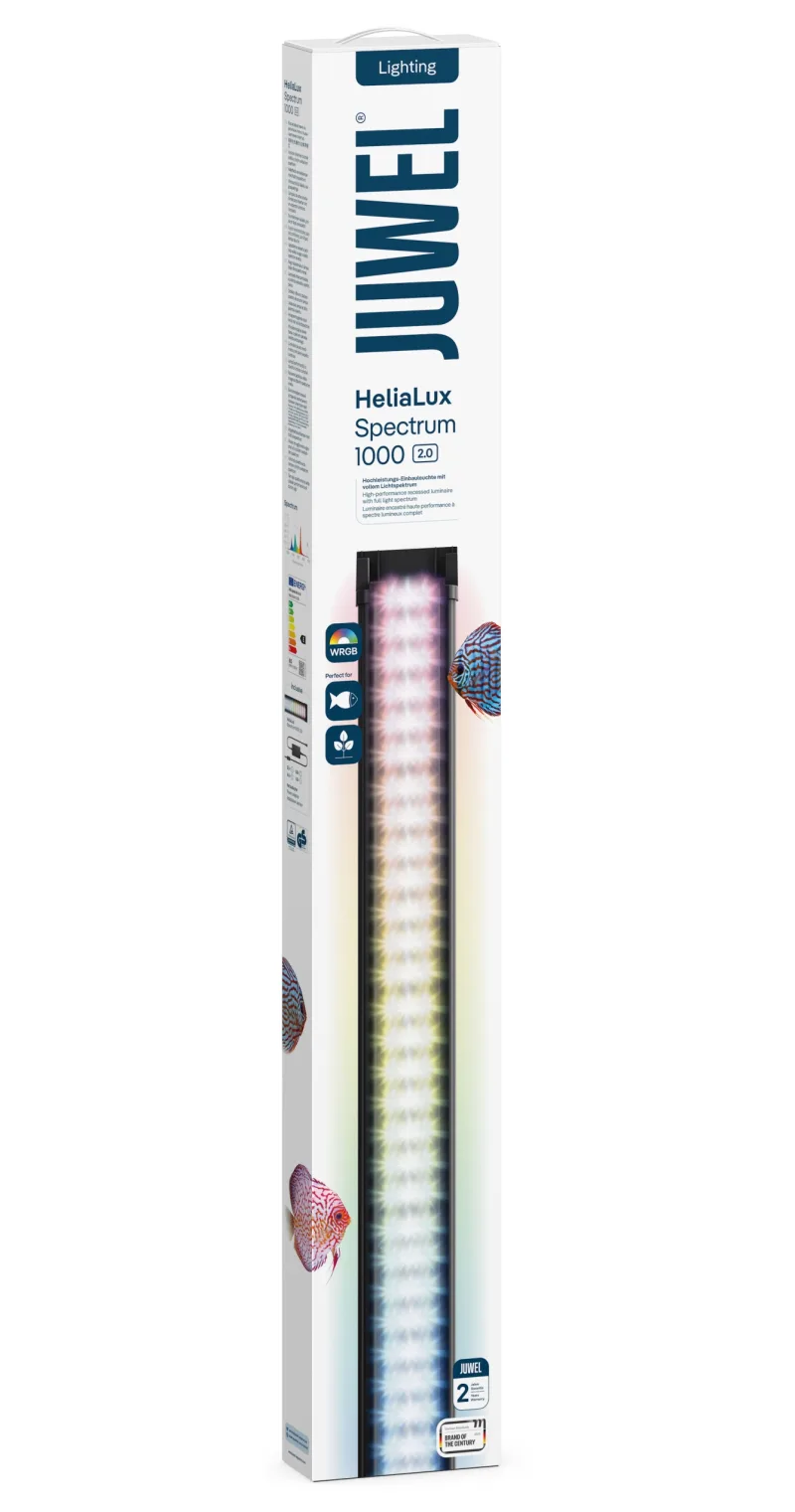 Retail packaging of the JUWEL HeliaLux Spectrum 2.0 1000 LED light