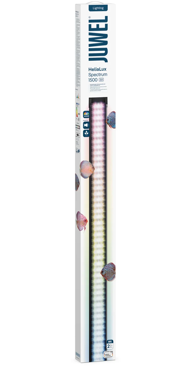 Retail packaging of the JUWEL HeliaLux Spectrum 2.0 1500 LED light