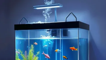 An aquarium with a water filter